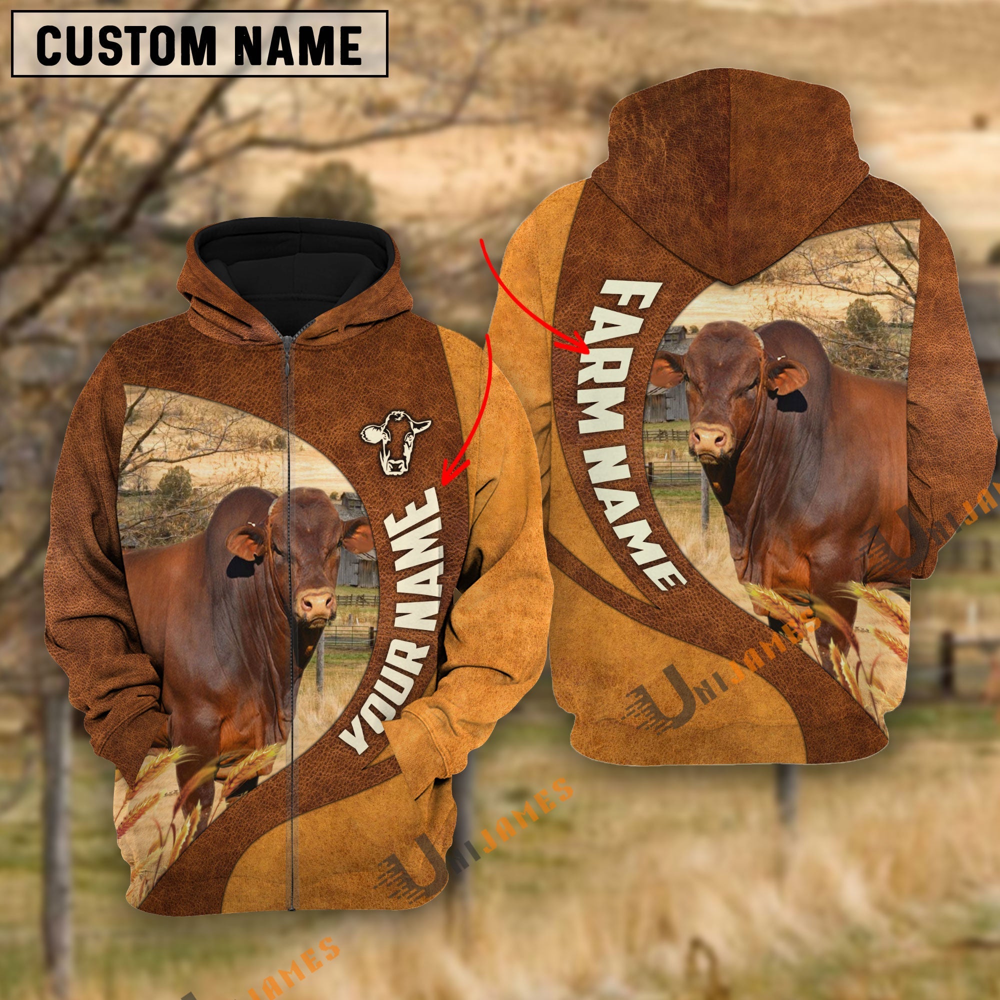 Beefmaster Farming Life Personalized Name 3D Hoodie