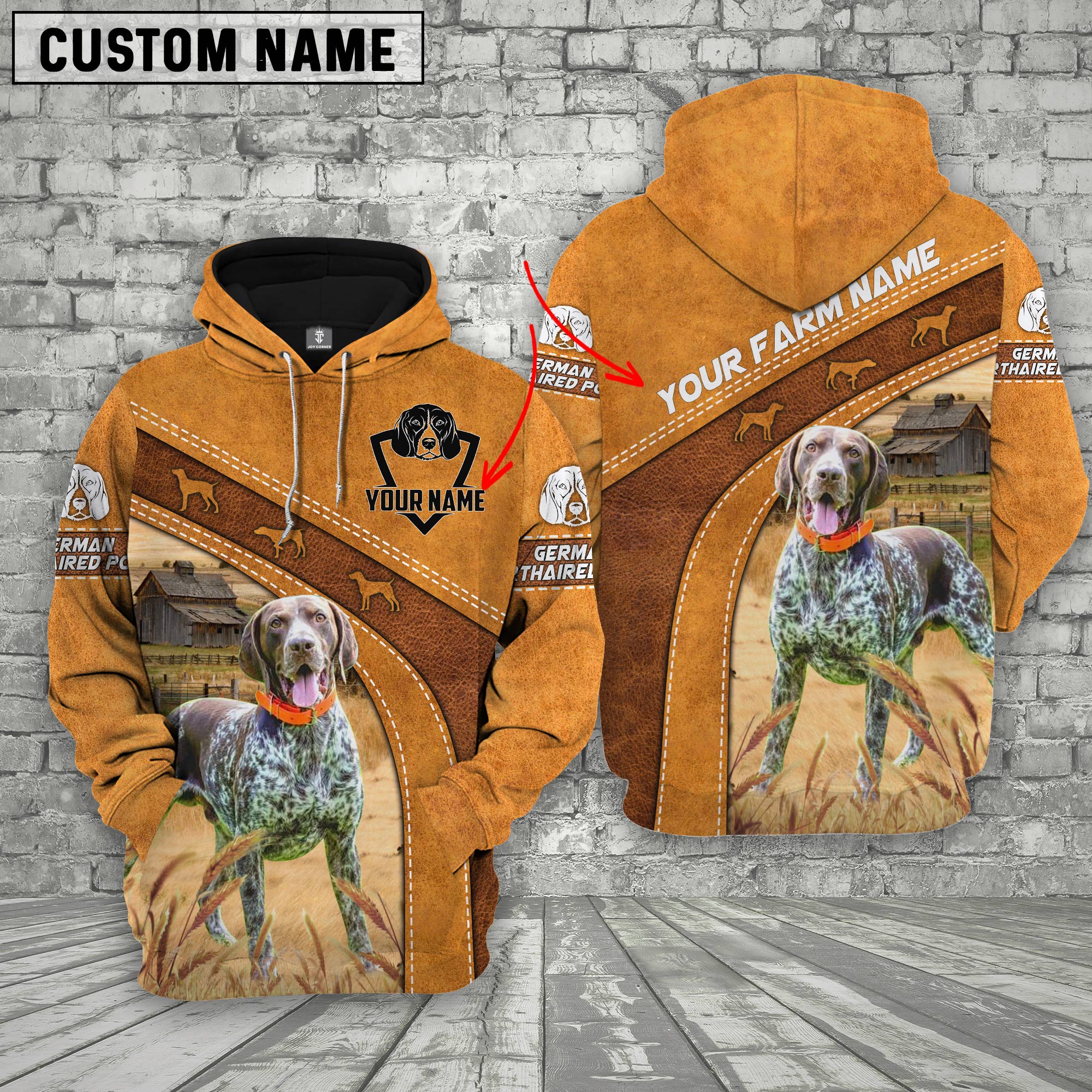 German Shorthaired Pointer Custom Name Printed 3D Hoodie