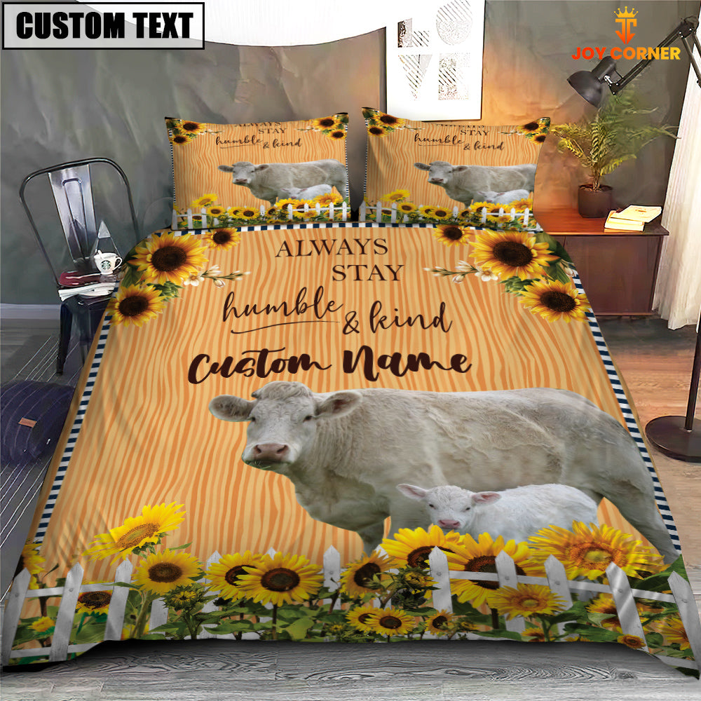 Charolais No Horn Stay Humble And Kind Custom Name Bedding Set