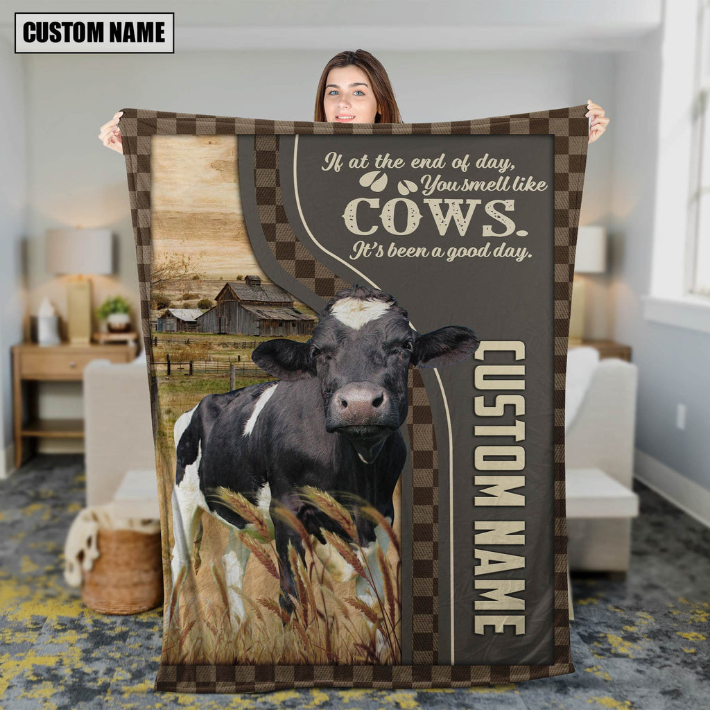 Personalized Name Holstein A Good Day Blanket