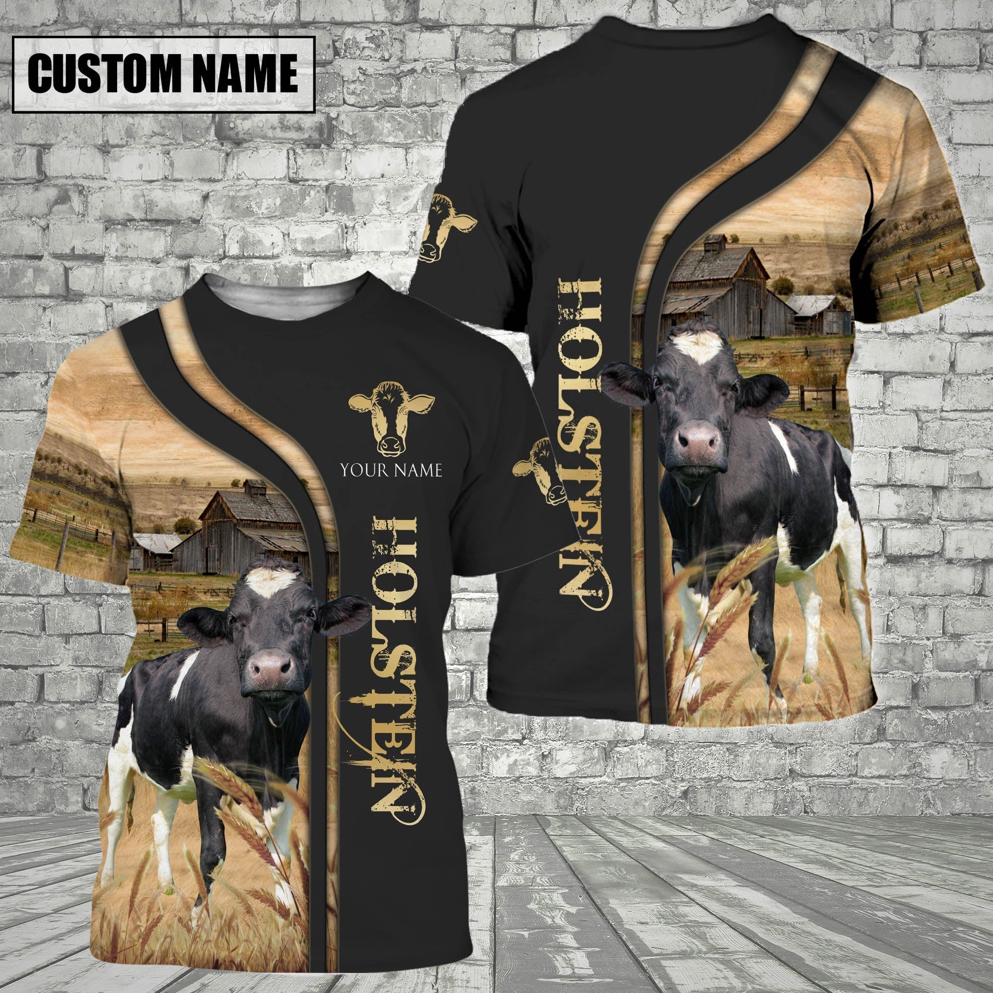 Customized Name Name Holstein On The Farm 3D T - Shirt 2023