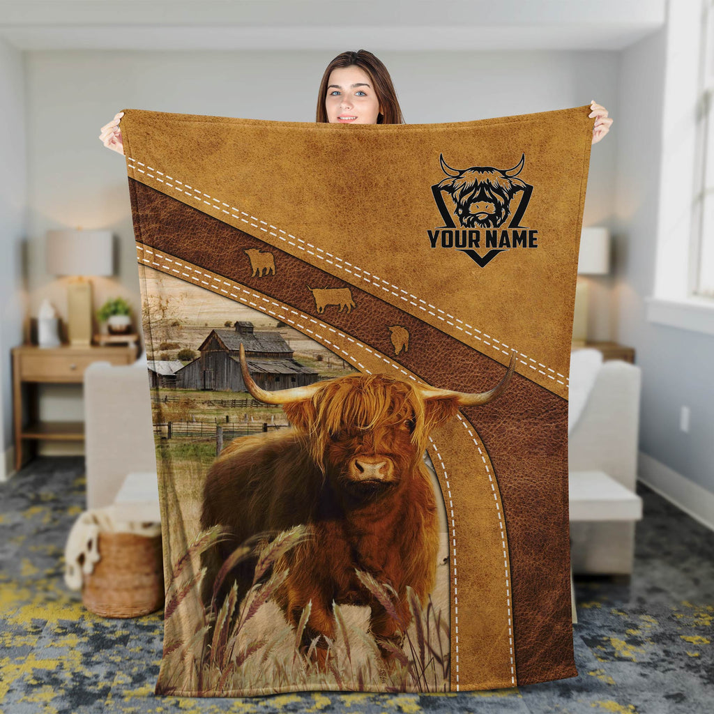 Highland Cattle Custom Name Blanket Collection