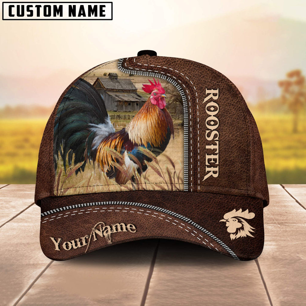 Rooster Customized Name Leather Pattern Cap