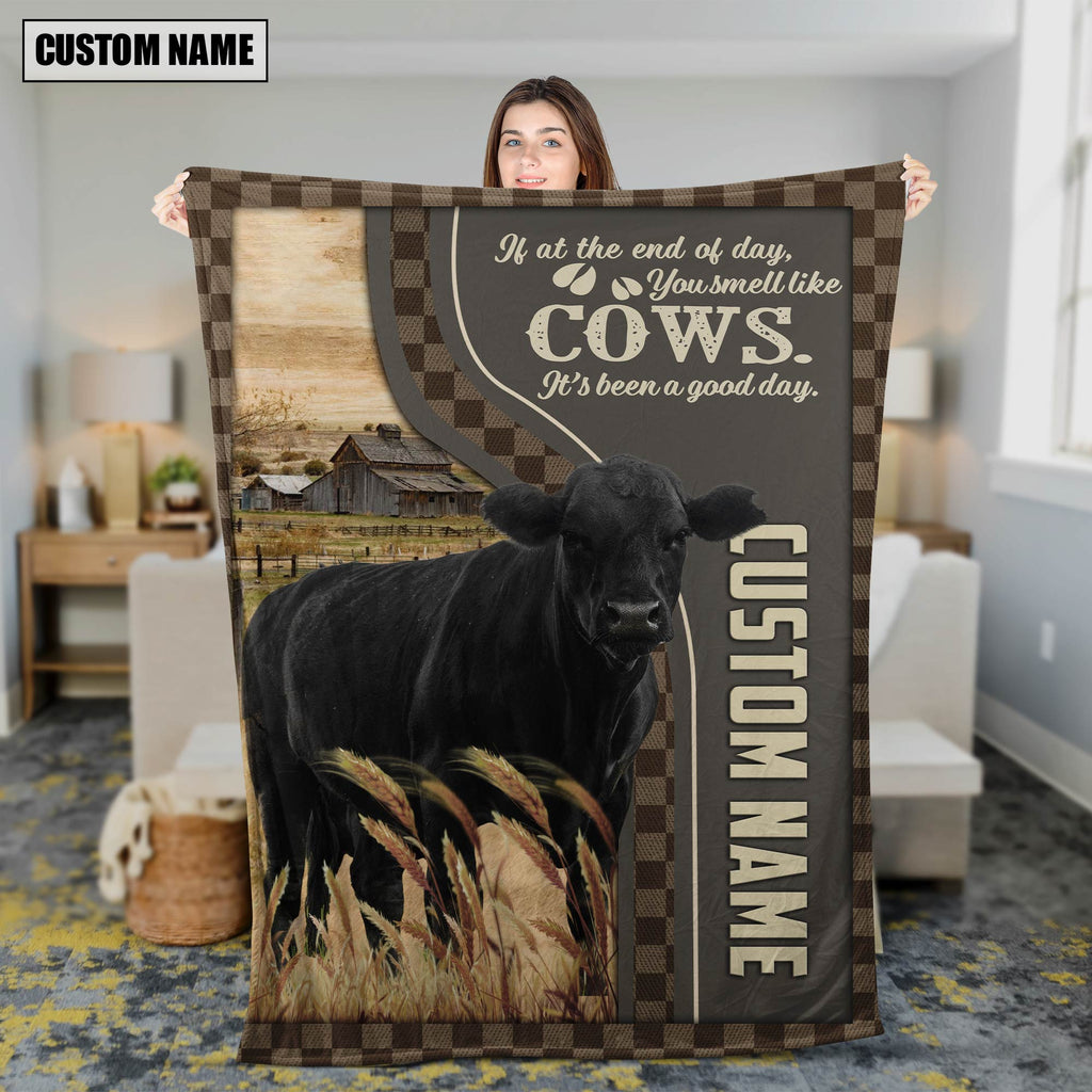 Personalized Name Black angus A Good Day Blanket