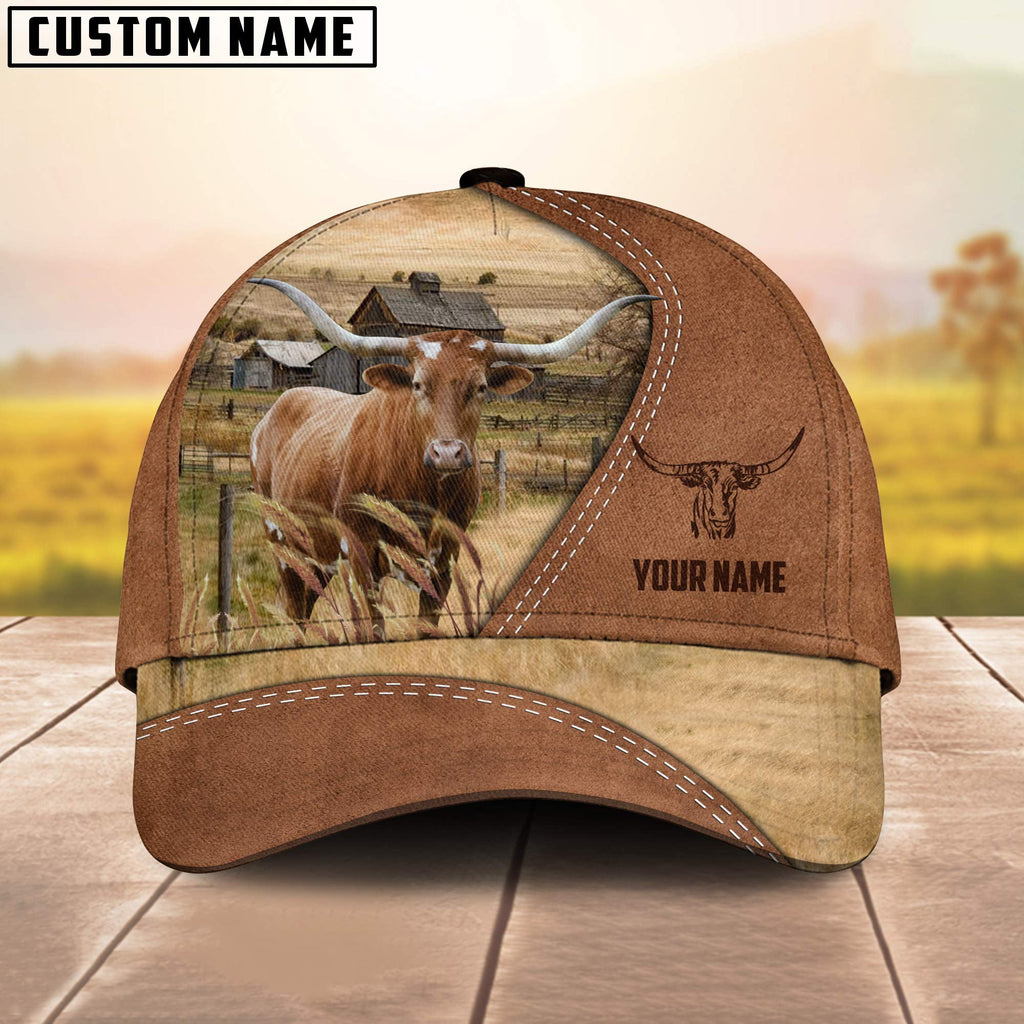 TX Longhorn Customized Name Brown Cap