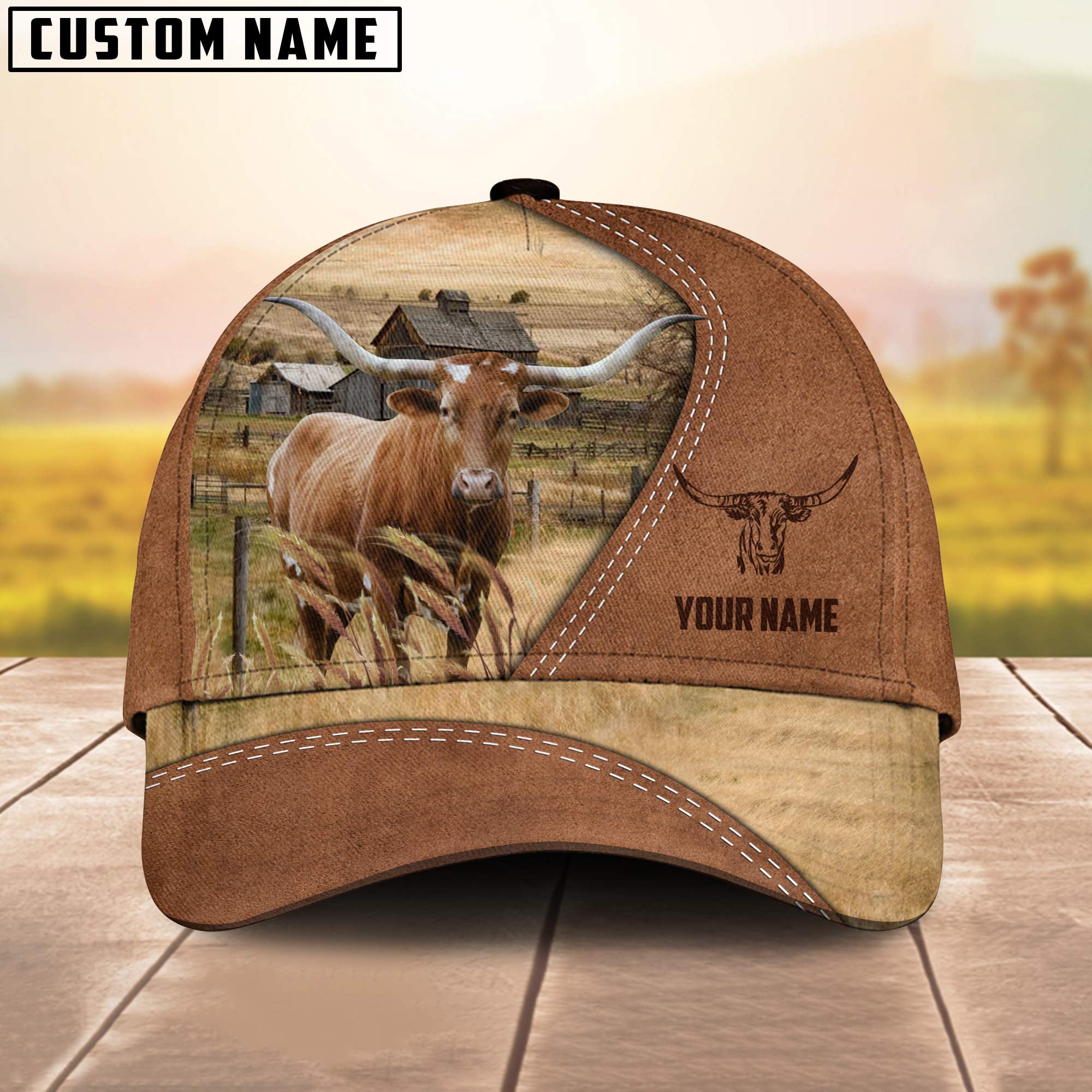 TX Longhorn Customized Name Brown Cap
