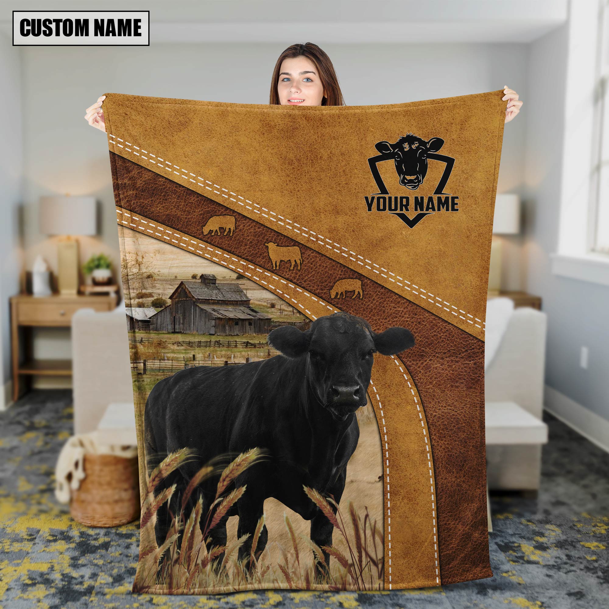 Black Angus Custom Name Blanket Collection