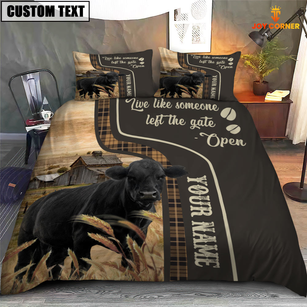 Black Angus Like Someone Left The Gate Open Customized Name 3D Bedding Set