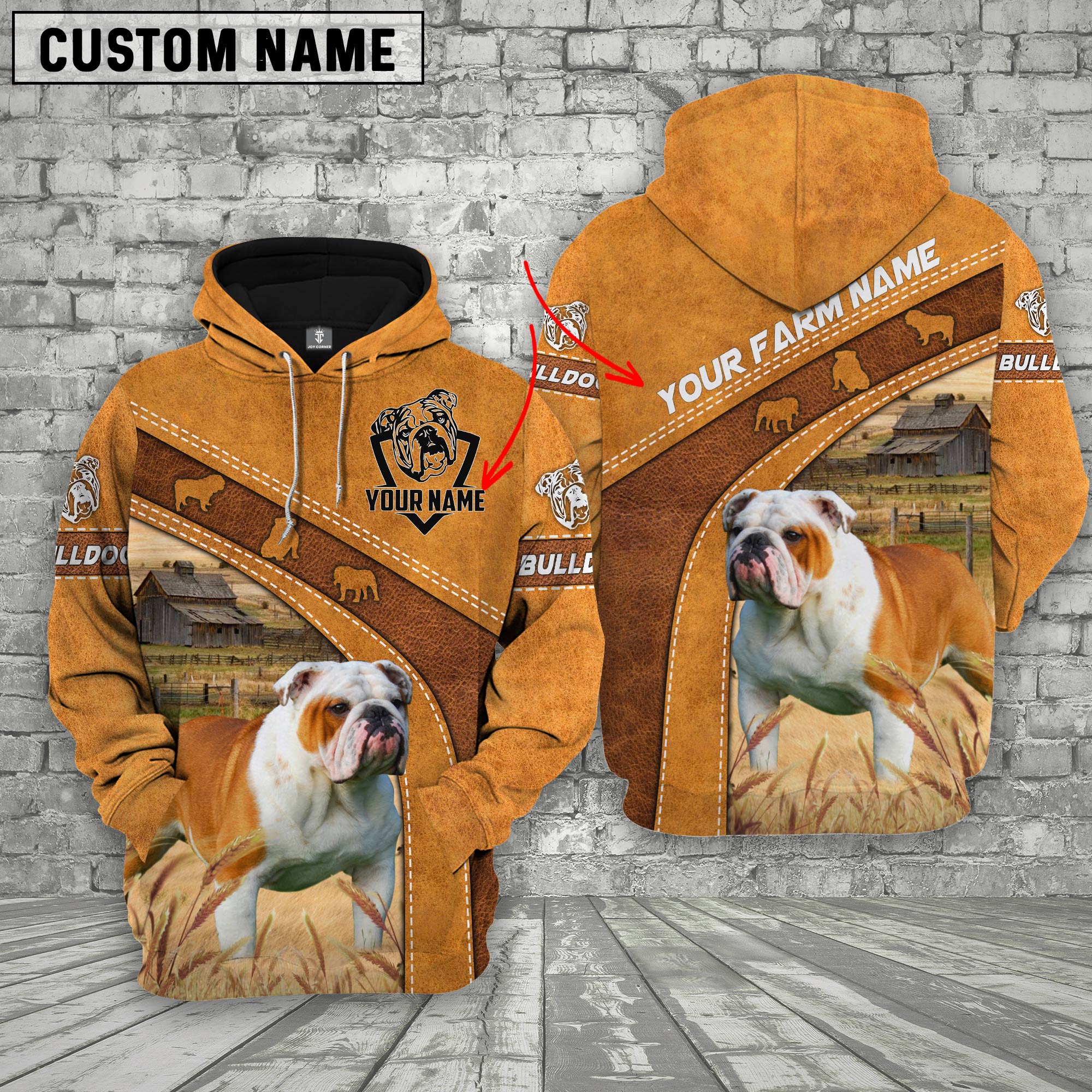 Bulldog Custom Name Printed 3D Hoodie