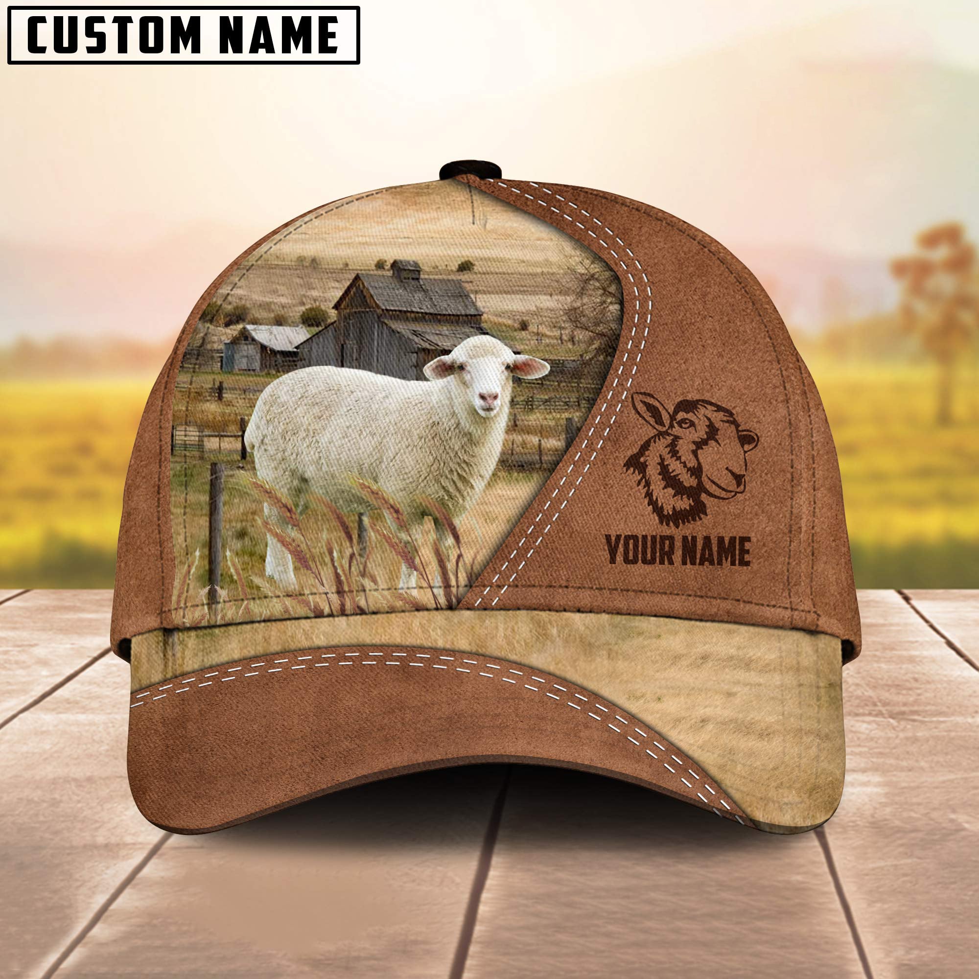 Sheep Customized Name Brown Cap