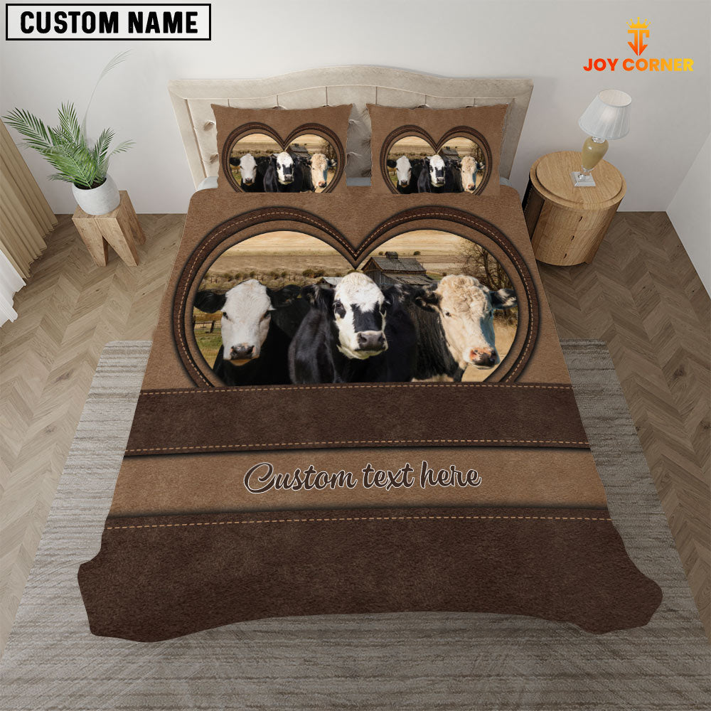 Black Hereford In Heart Custom Name Bedding Set