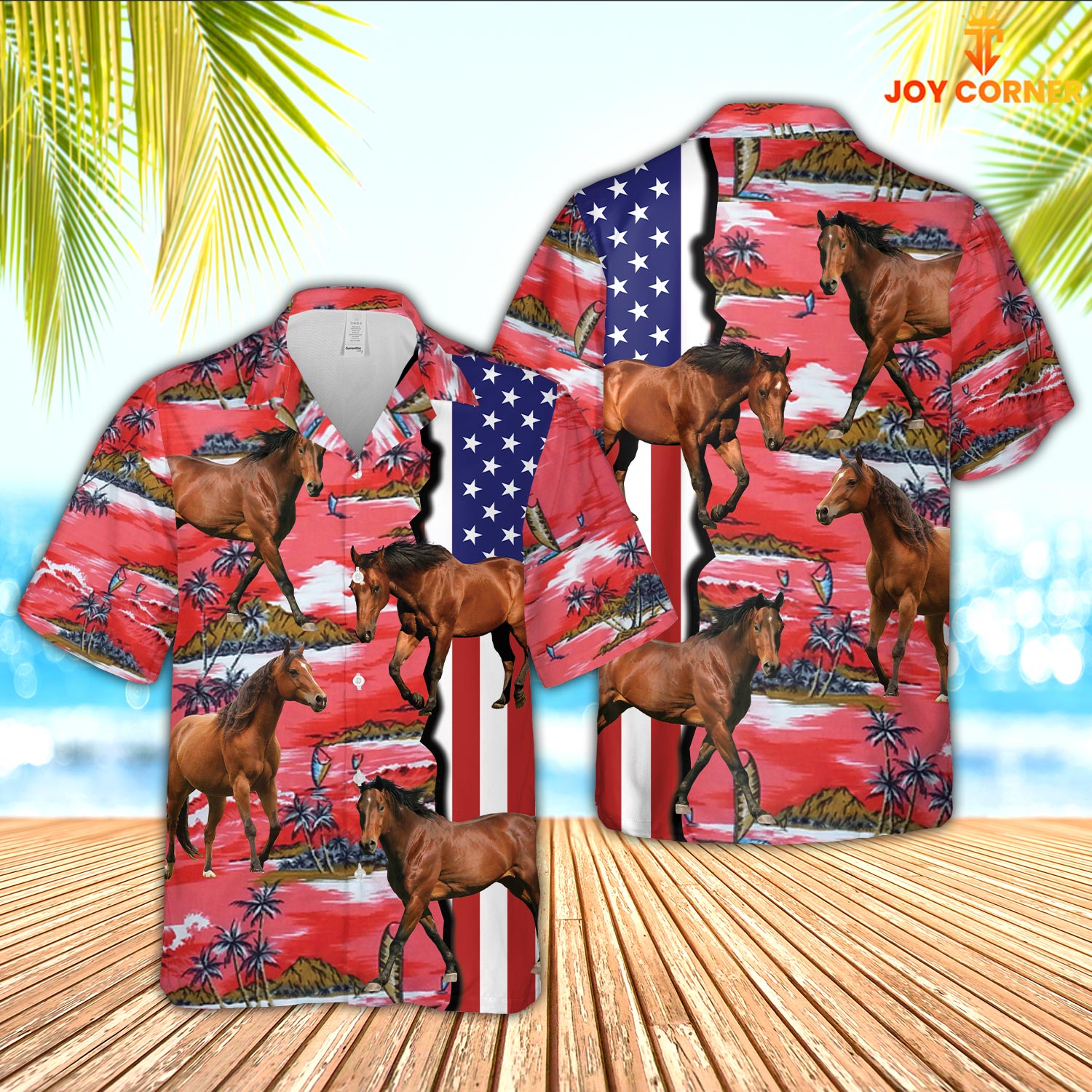 Unique Horse American Flag Farming 3D Hawaiian Shirt