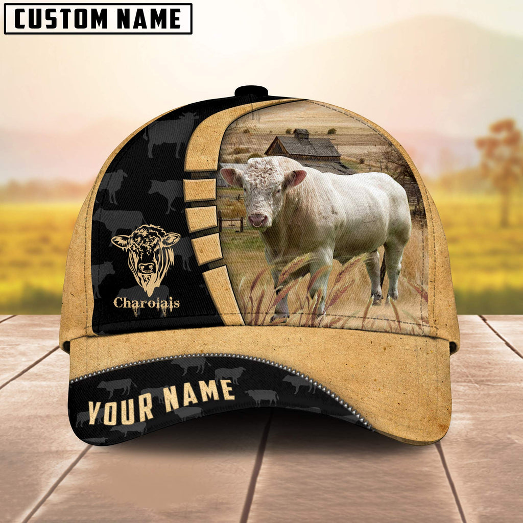 Custom Name Charolais Cattle 3D Cap