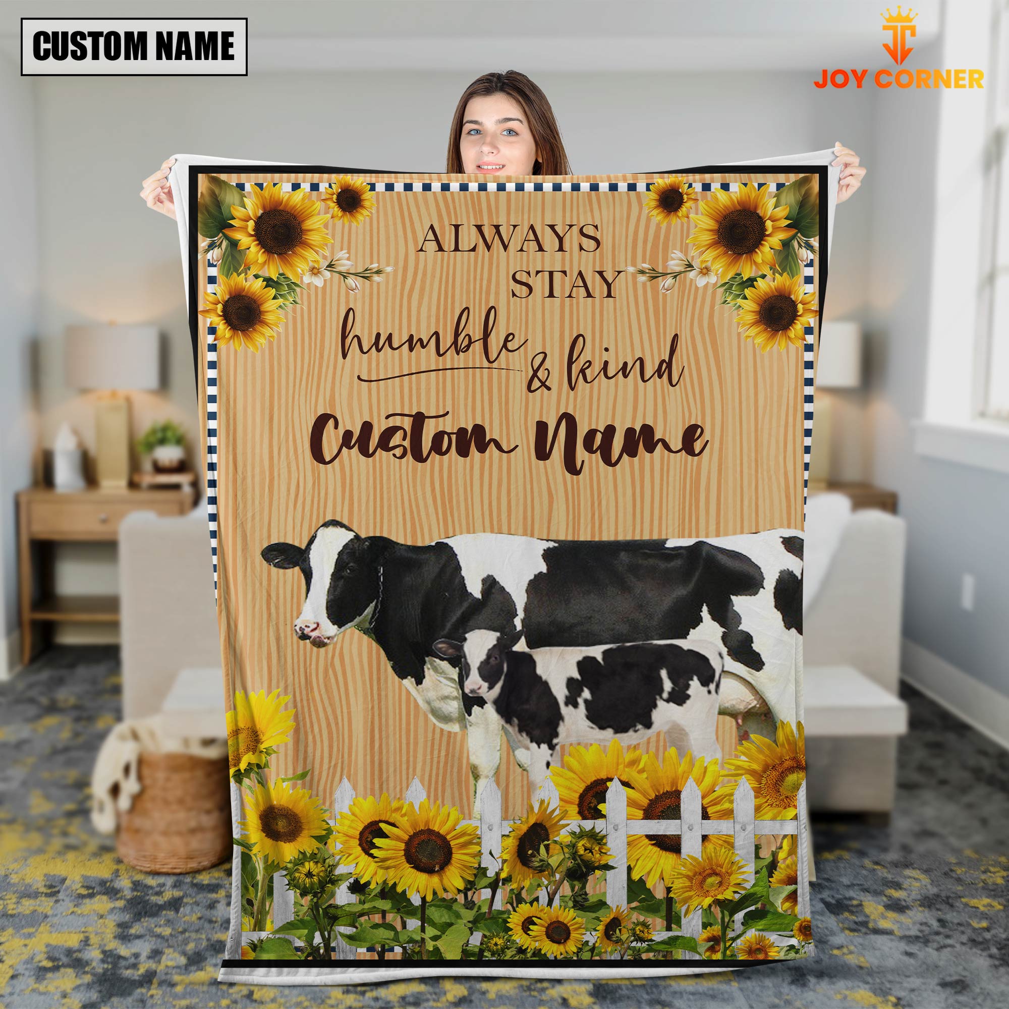 Holstein Custom Name - Always Stay Humble and Kind Blanket
