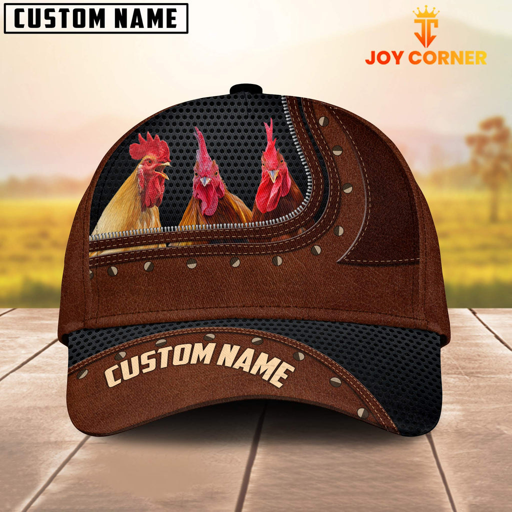 Rooster Happiness Zipper Pattern Customized Name Cap