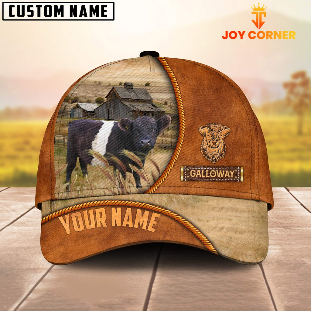 Custom Name Galloway Leather Pattern Cap