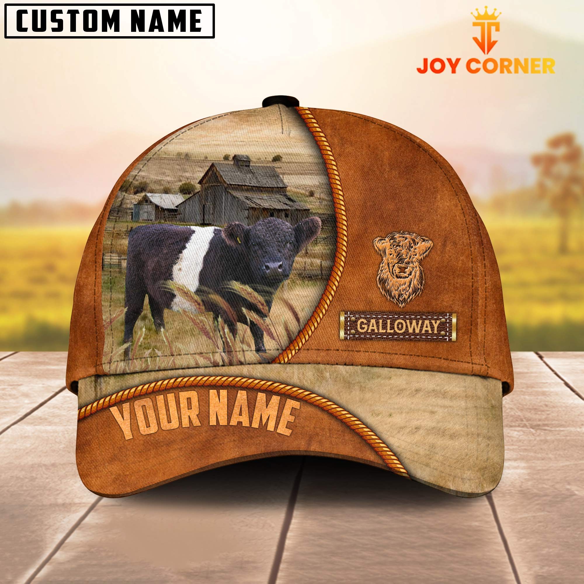 Custom Name Galloway Leather Pattern Cap