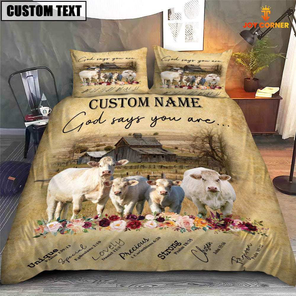 Charolais No Horn God Says You Are Custom Name Bedding Set
