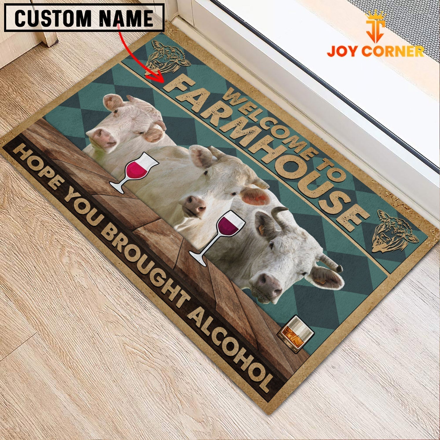 Charolais Hope You Bought Alcohol Custom Name Doormat