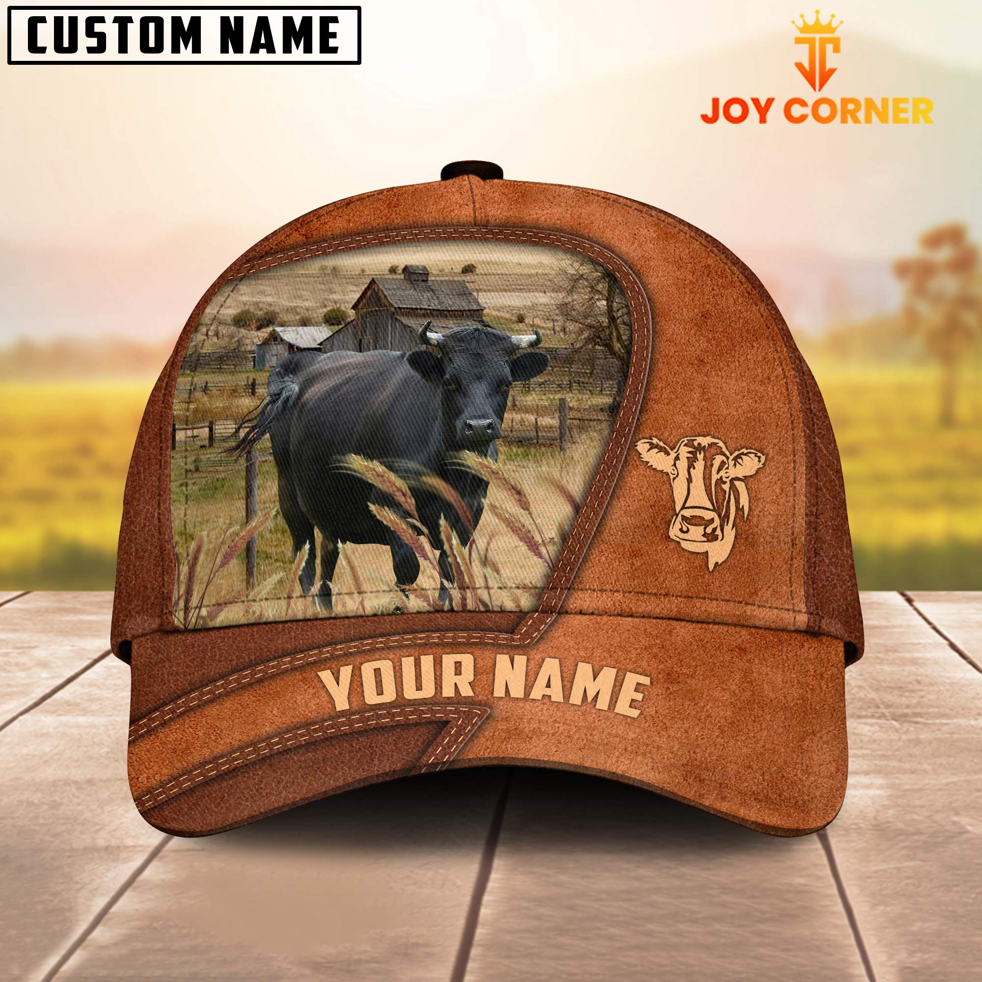 Dexter Customized Name Brown Leather Pattern Cap