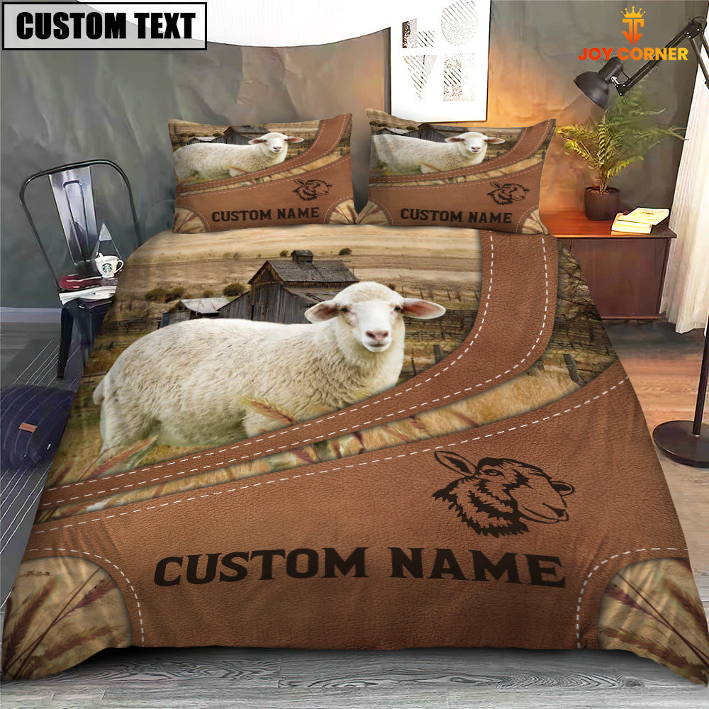 Custom Name Sheep On Farm Bedding Set