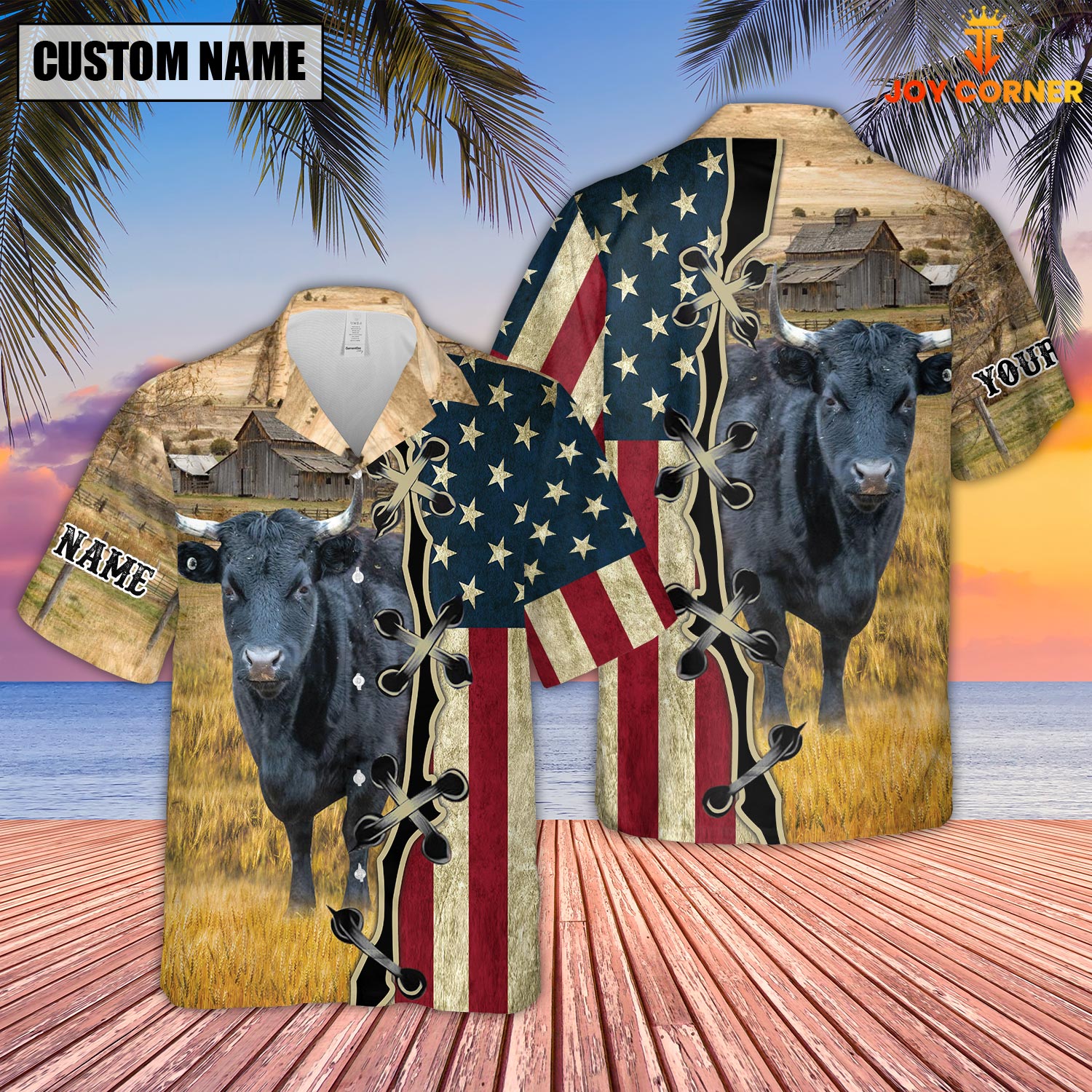 Custom Name Dexter Cattle American Flag 3D Shirt