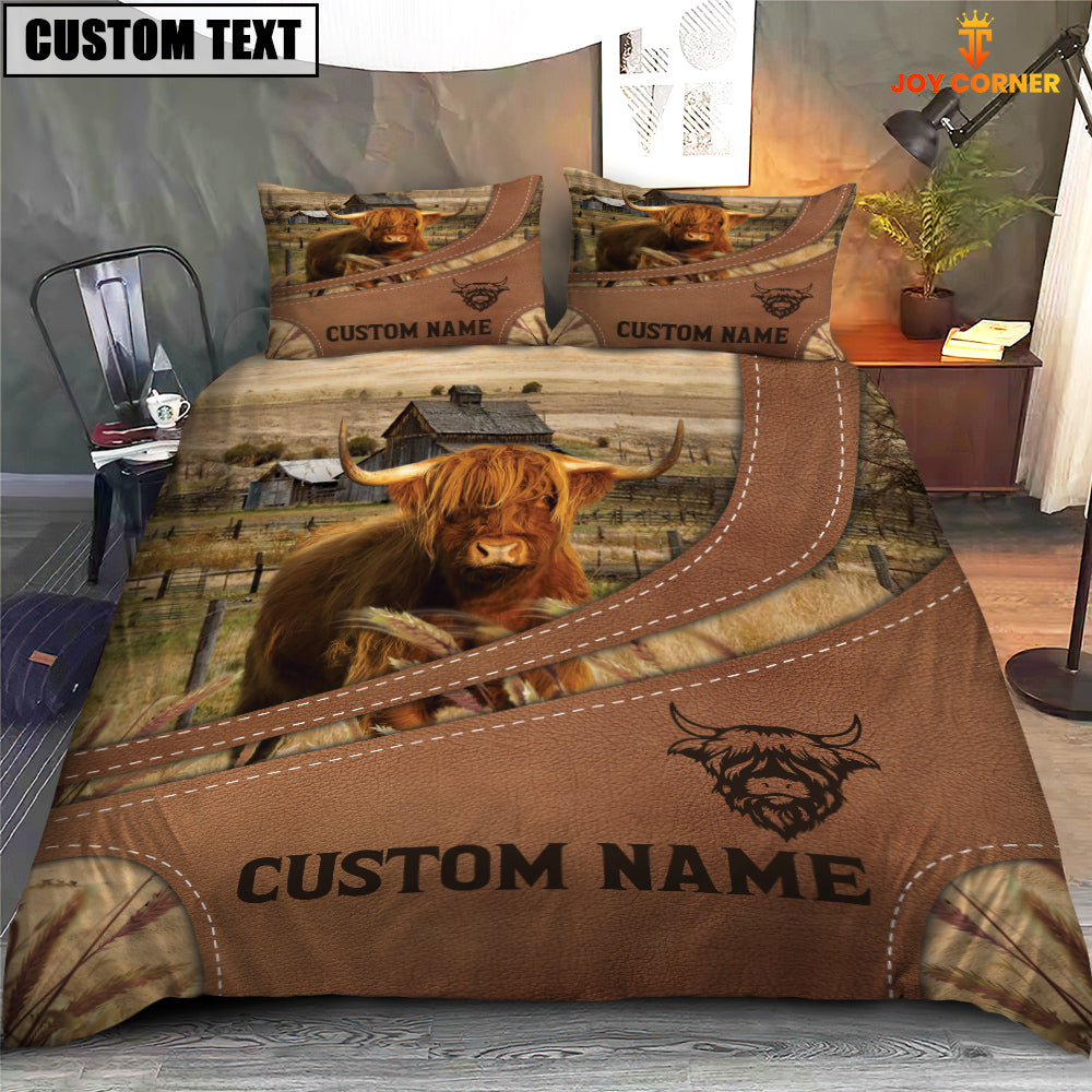Custom Name Highland On Farm Bedding Set