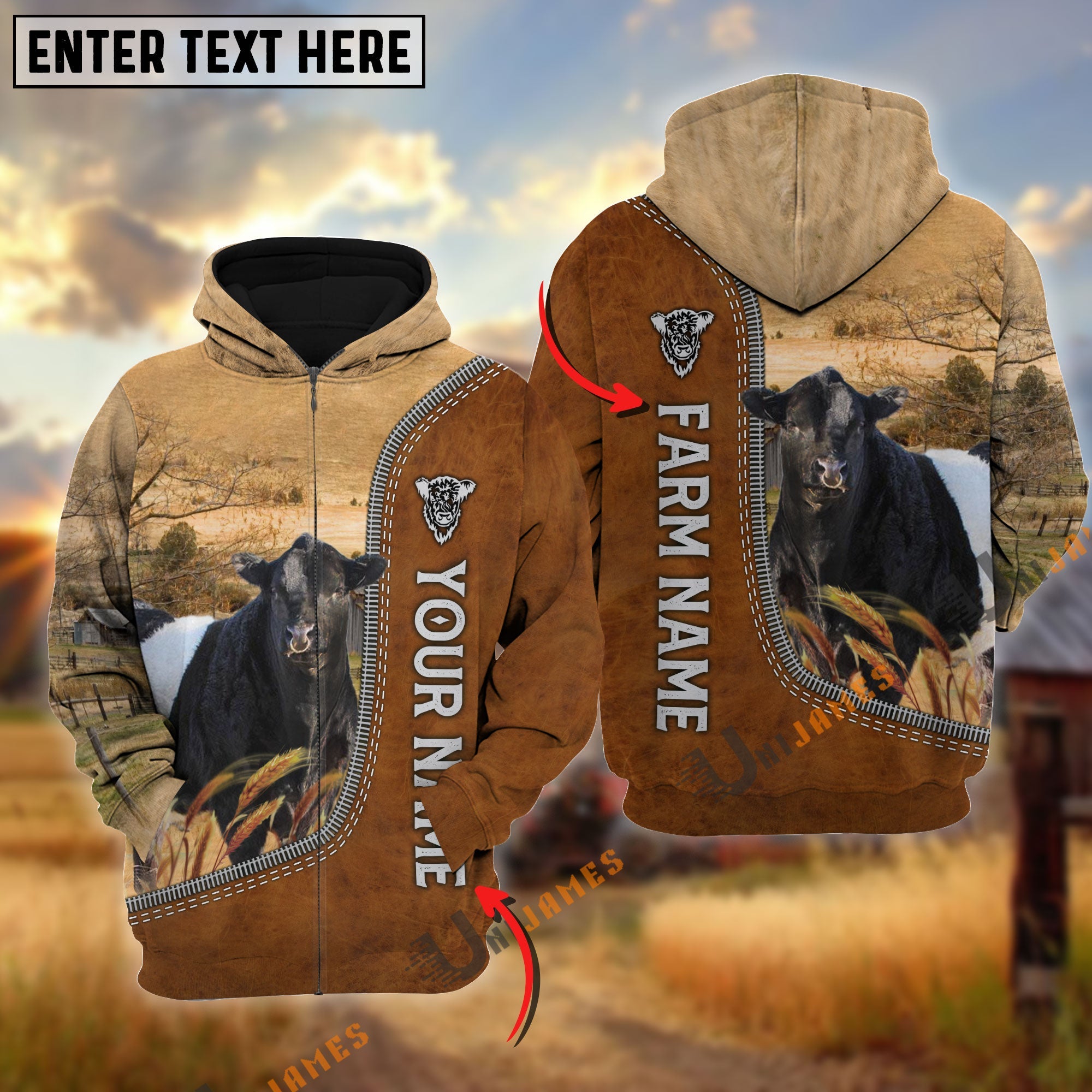 Belted Galloway Farming Happiness Personalized Name 3D Hoodie