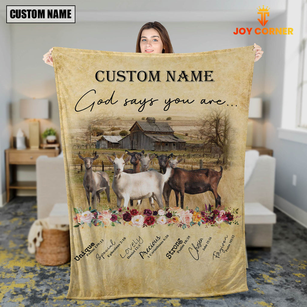 God Says You Are - Personalized Name Goat Blanket