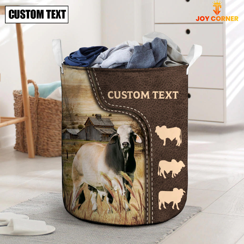 Brahman Custom Name Leather Pattern Laundry Basket