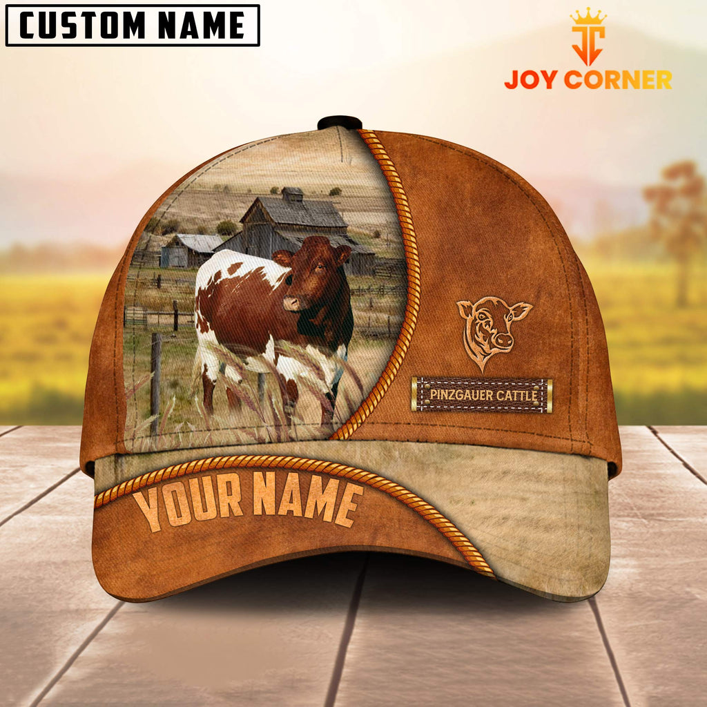 Custom Name Pinzgauer Cattle Leather Pattern Cap