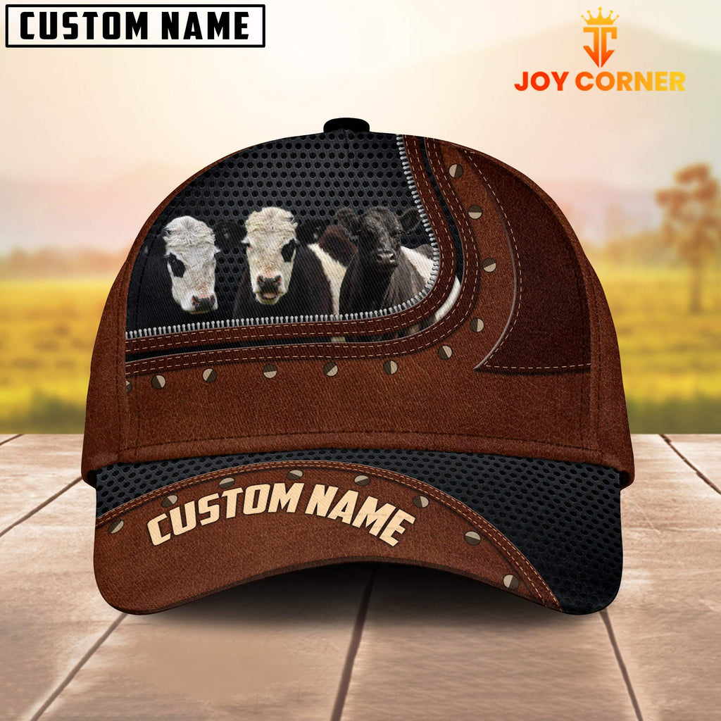 Belted Galloway Happiness Zipper Pattern Customized Name Cap