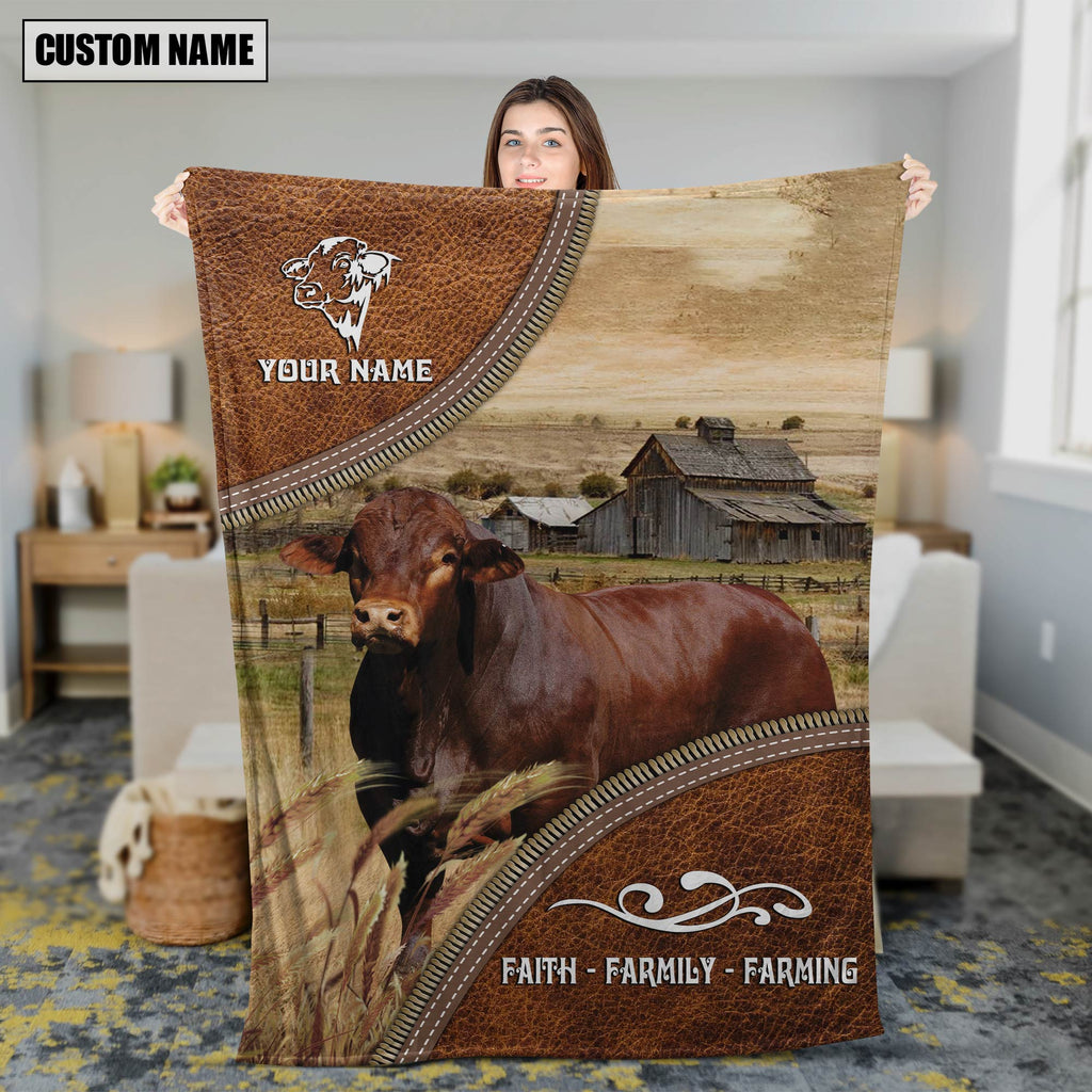 Personalized Name Beefmaster Faith Family Farming Blanket