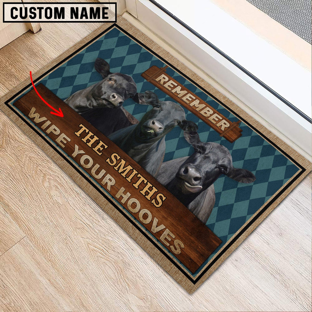 Black Angus Wipe Your Hooves Custom Name Doormat