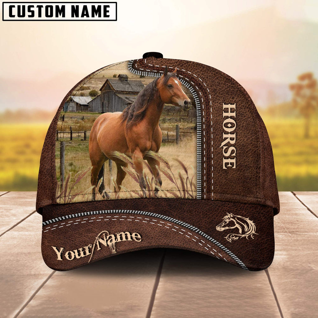 Horse Customized Name Leather Pattern Cap