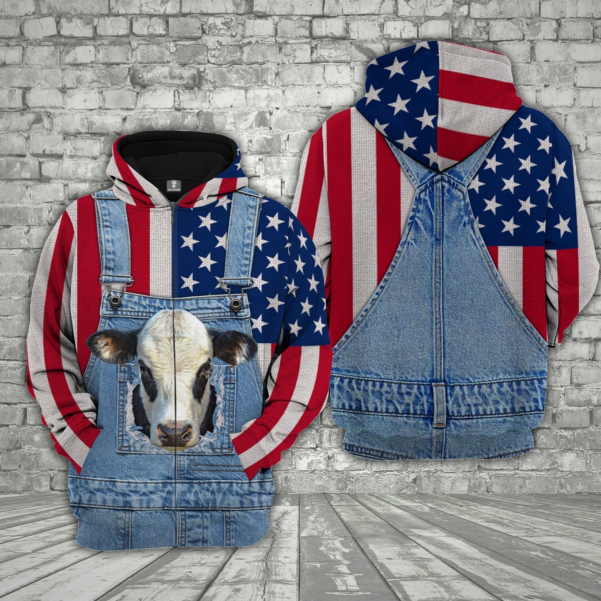 Black Baldy Cattle US Flag Farm Personalized 3D Hoodie