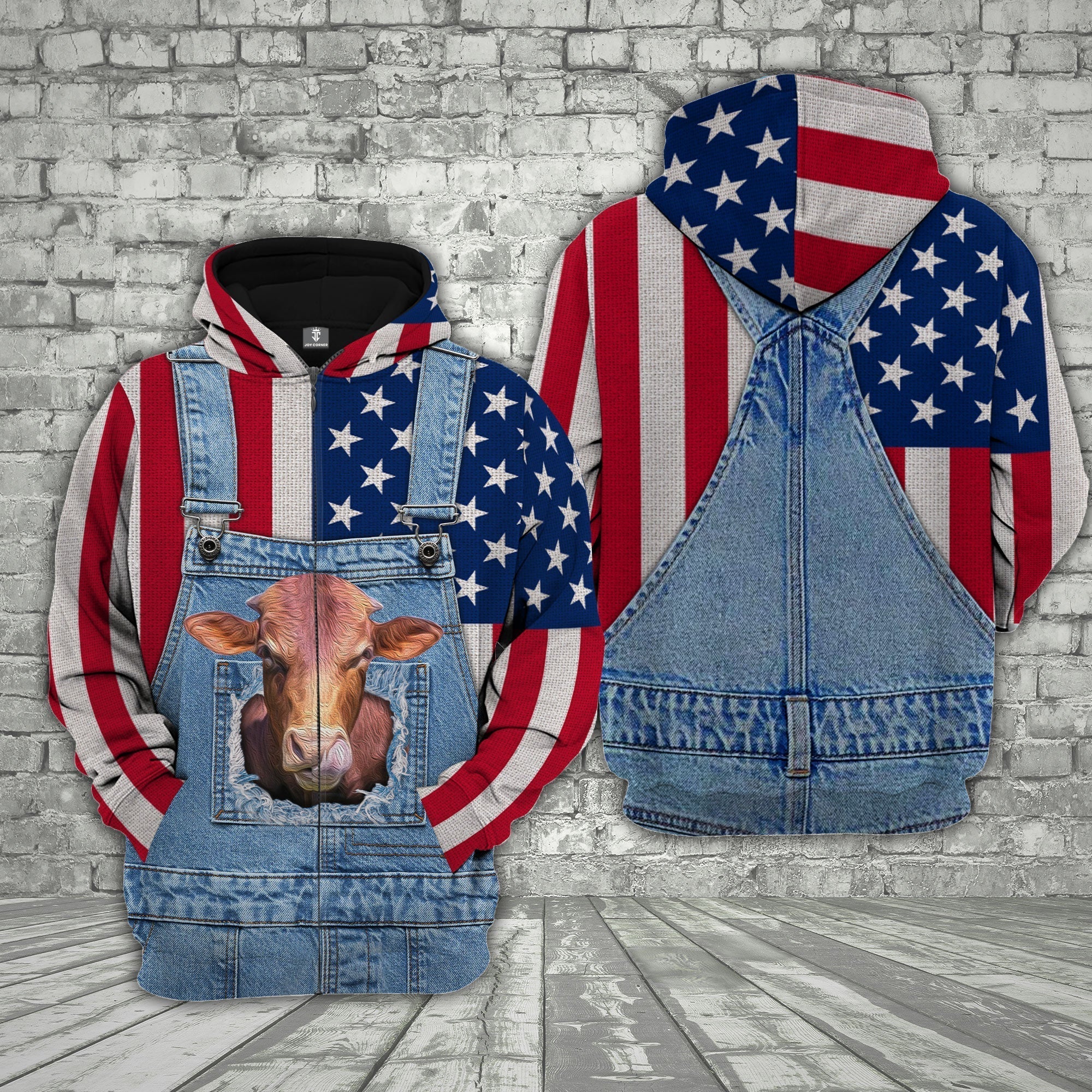 Beefmaster Cattle US Flag Farm Personalized 3D Hoodie