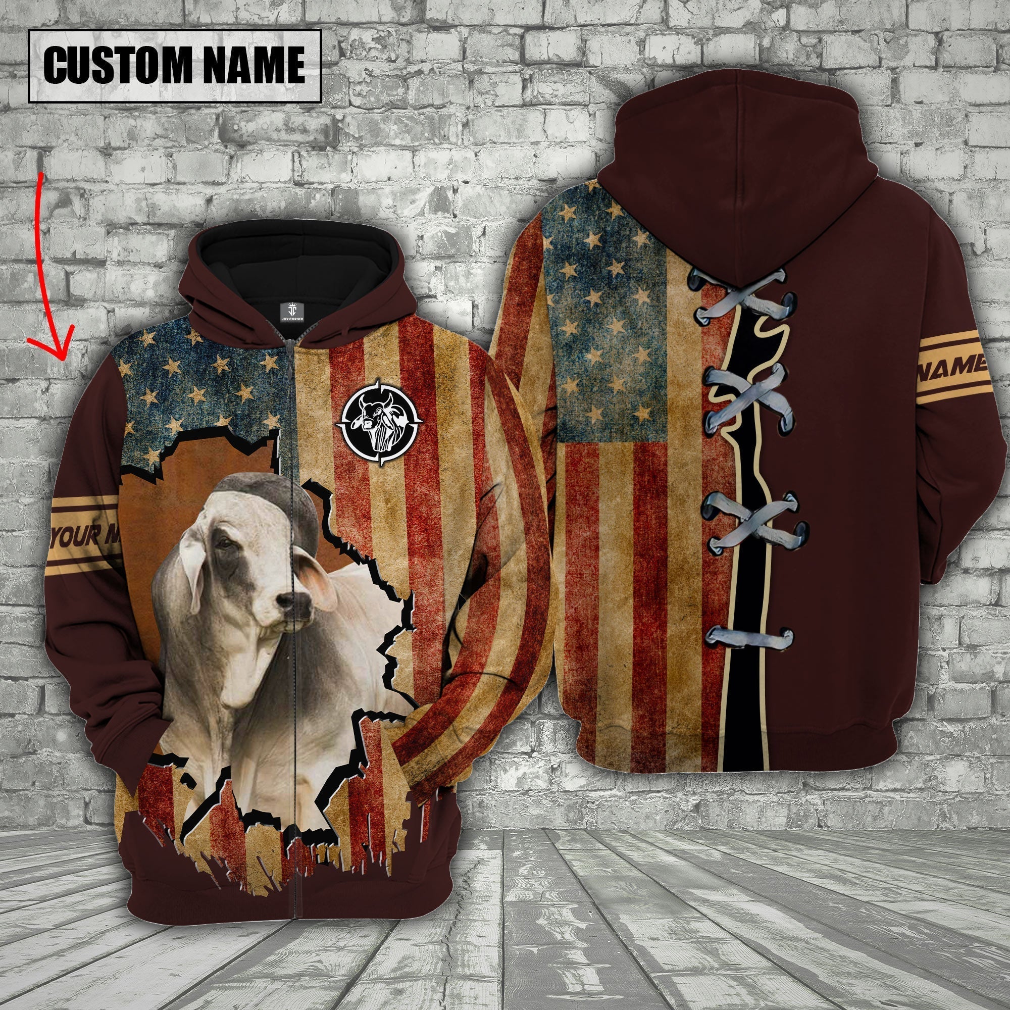 Brahman US Flag Retro Personalized 3D Hoodie