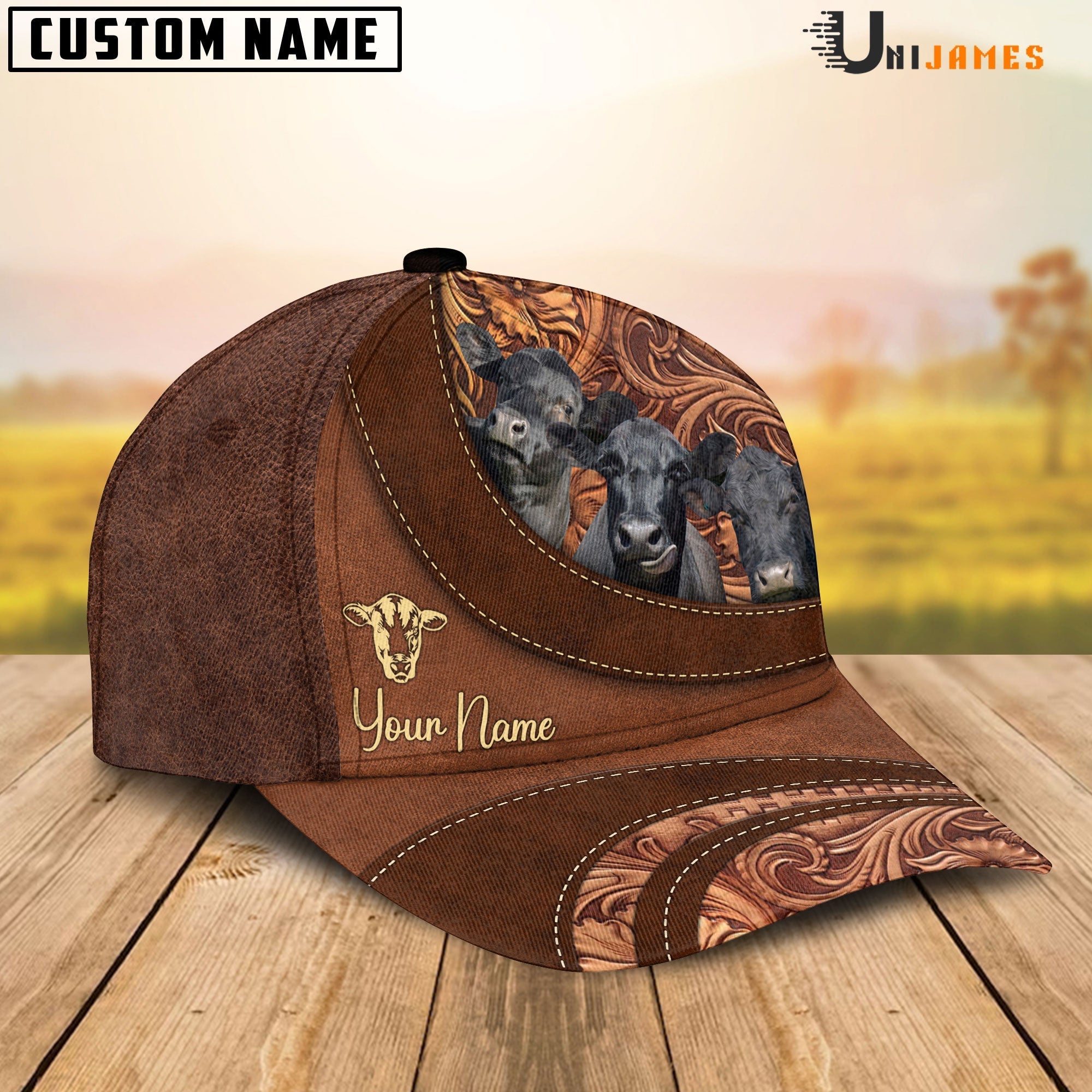 Black Angus Happiness Customized Name Cap