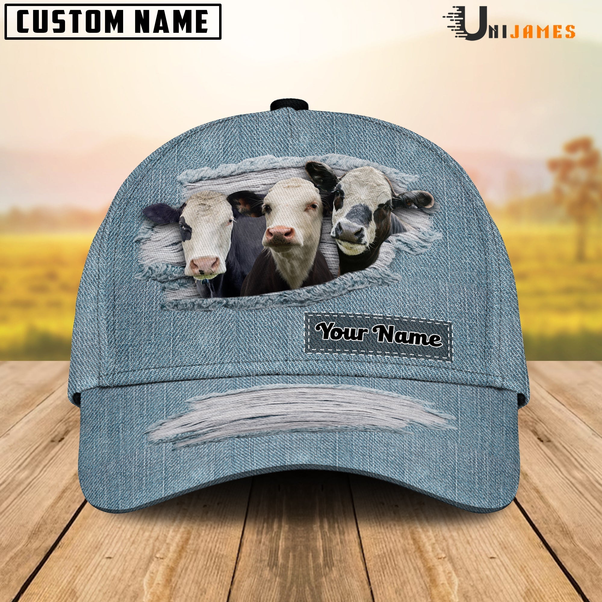 Black Baldy Jeans Pattern Customized Name Cap