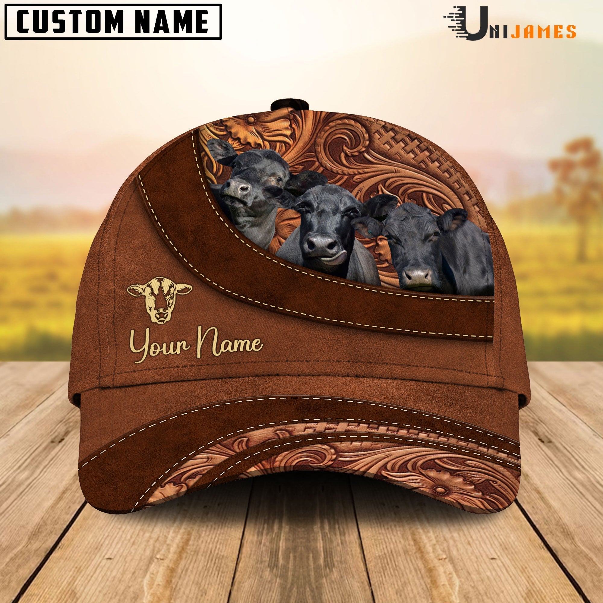 Black Angus Happiness Customized Name Cap