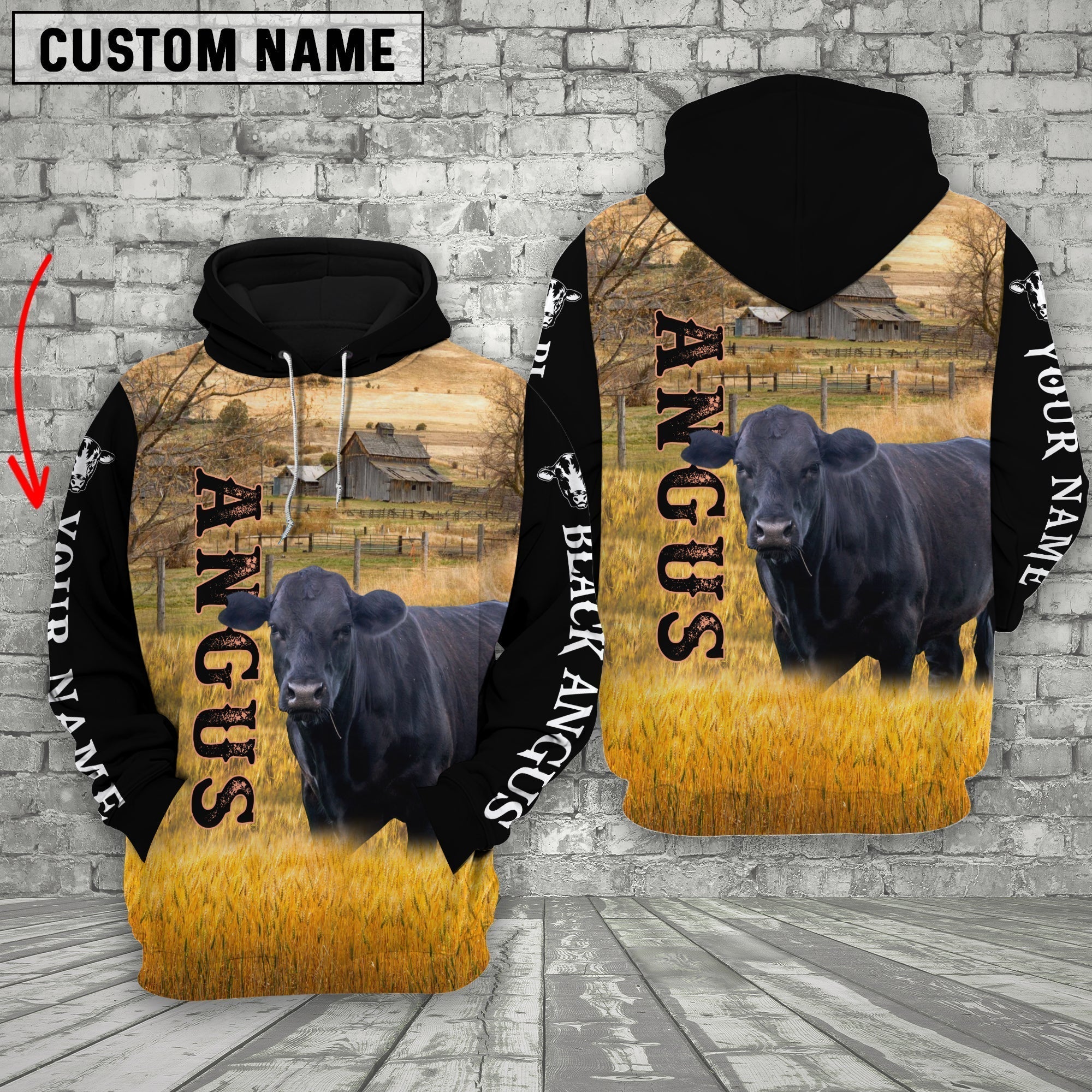 Personalized Name Angus Cattle On The Farm 3D Shirt