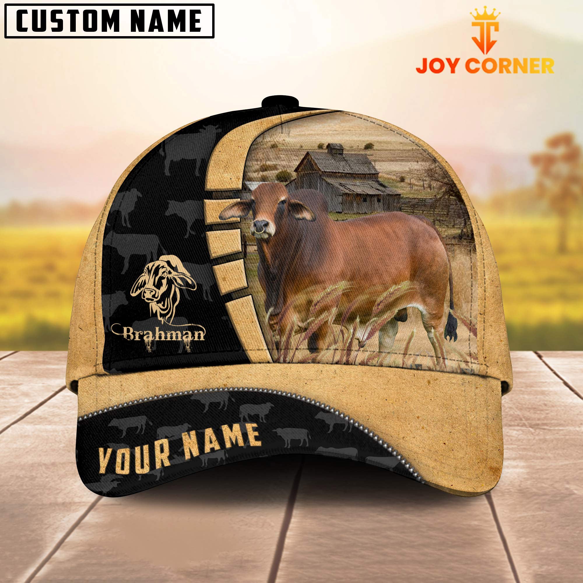 Custom Name Red Brahman Cattle 3D Cap