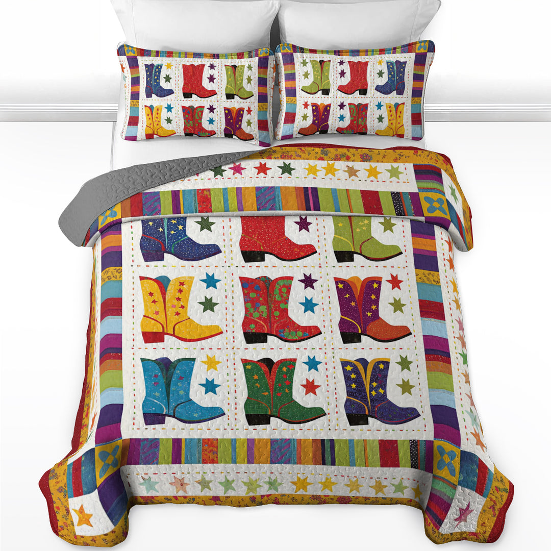 All Season Quilt 3-Piece Set Jaunty Cowboy Boots