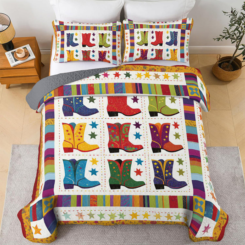 All Season Quilt 3-Piece Set Jaunty Cowboy Boots