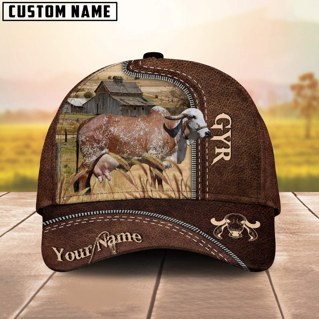 GYR Cattle Customized Name Leather Pattern Cap