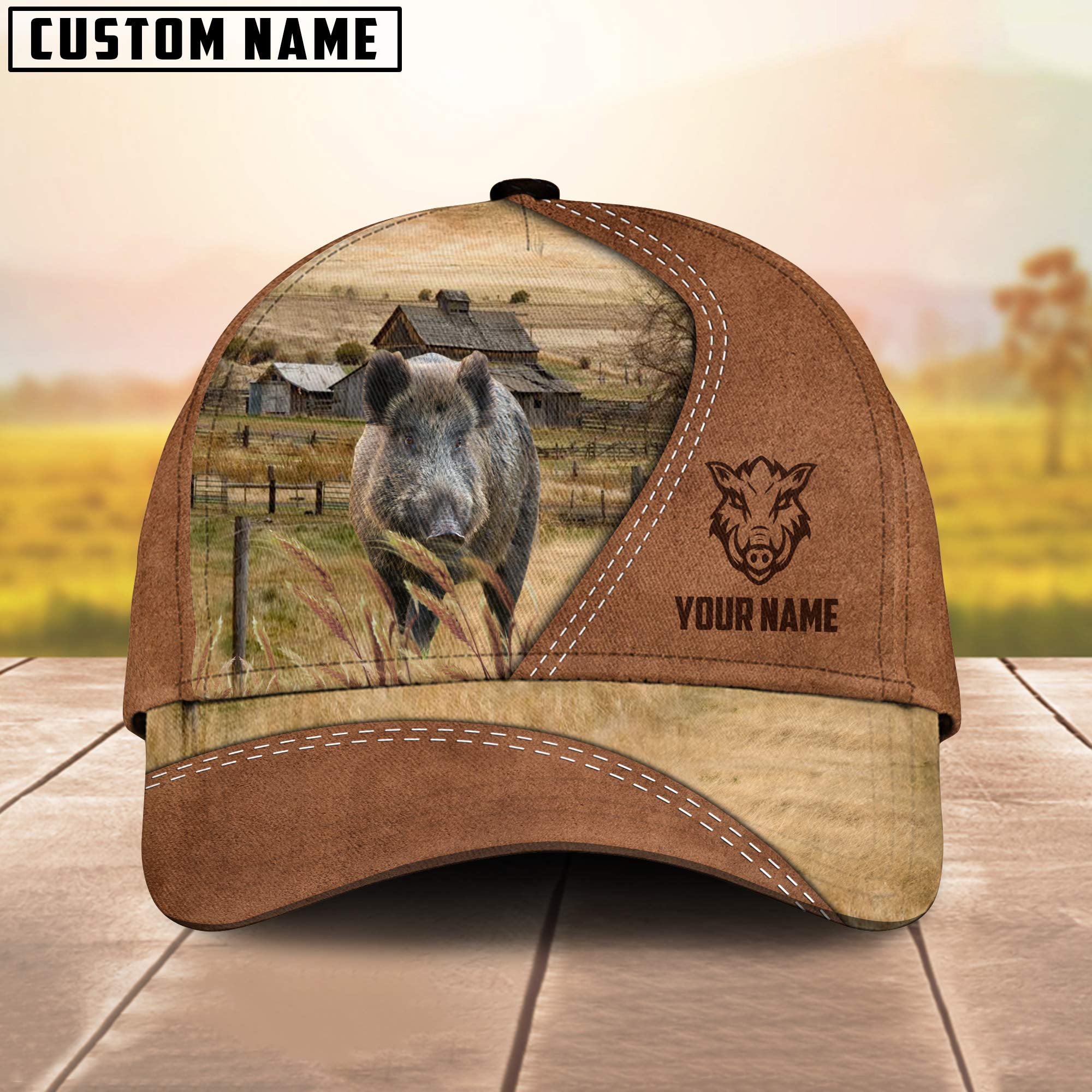 Hogs Customized Name Brown Cap