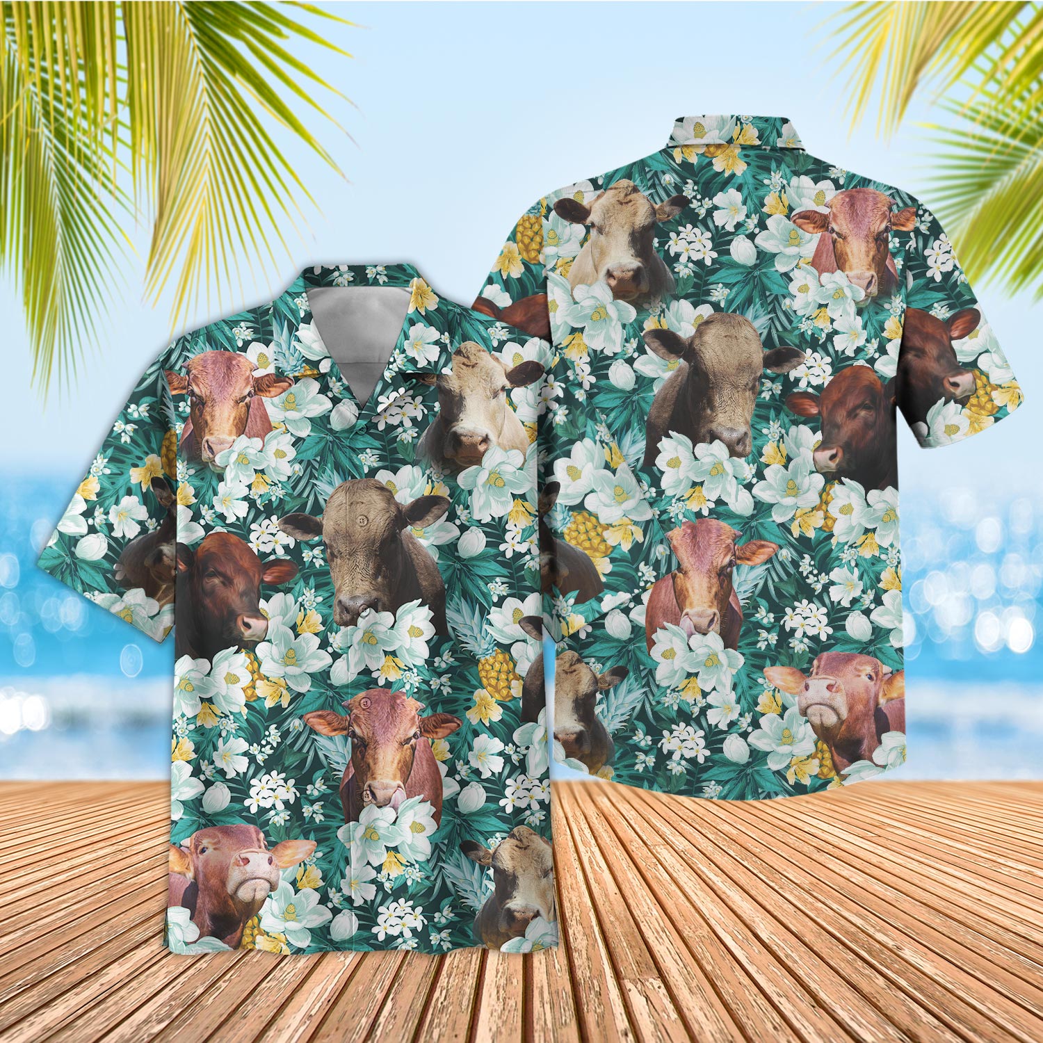 Unique Beefmaster Floral Blue Summer 3D Hawaiian Shirt