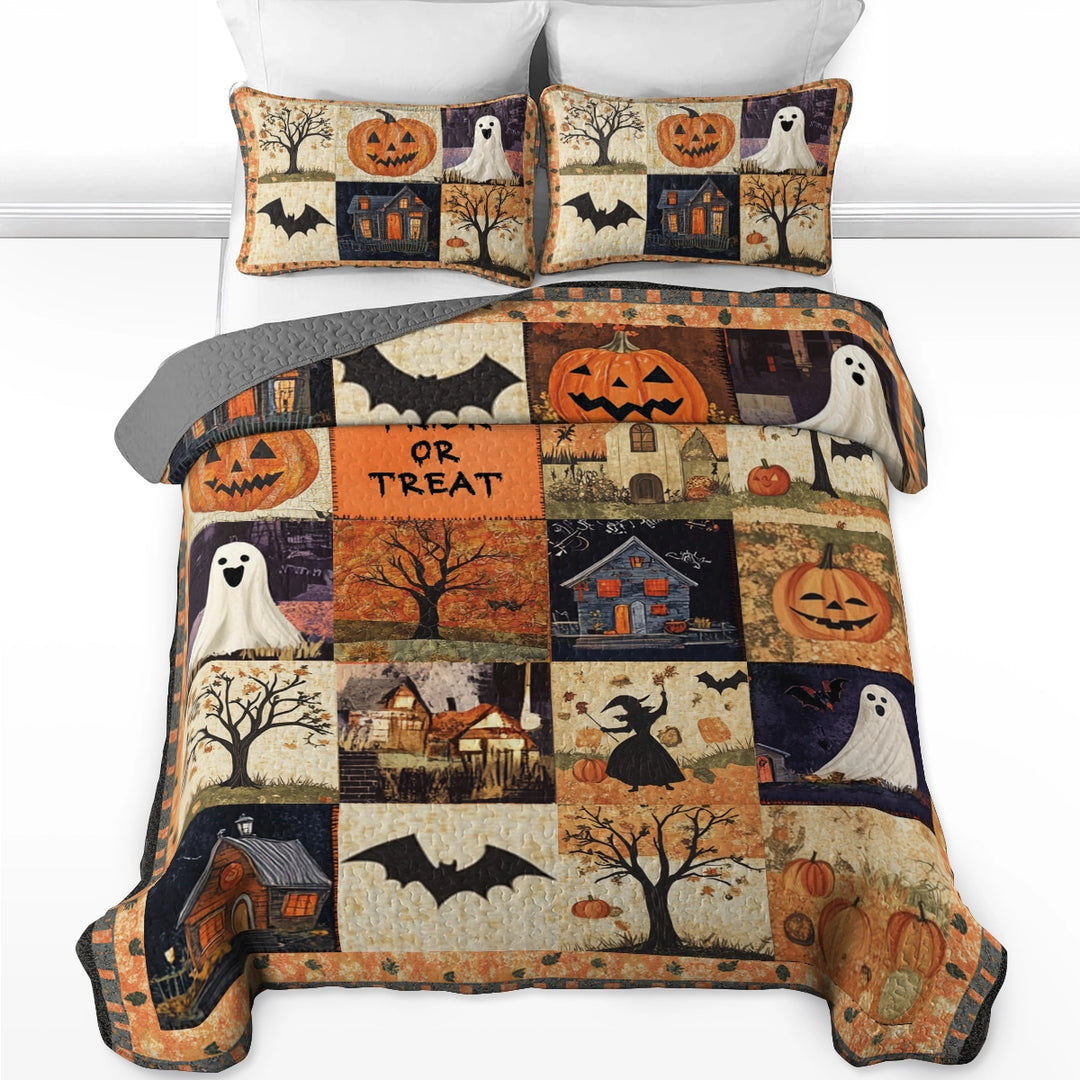 All Season Quilt 3-Piece Set - Spooky Trick Or Treat Halloween