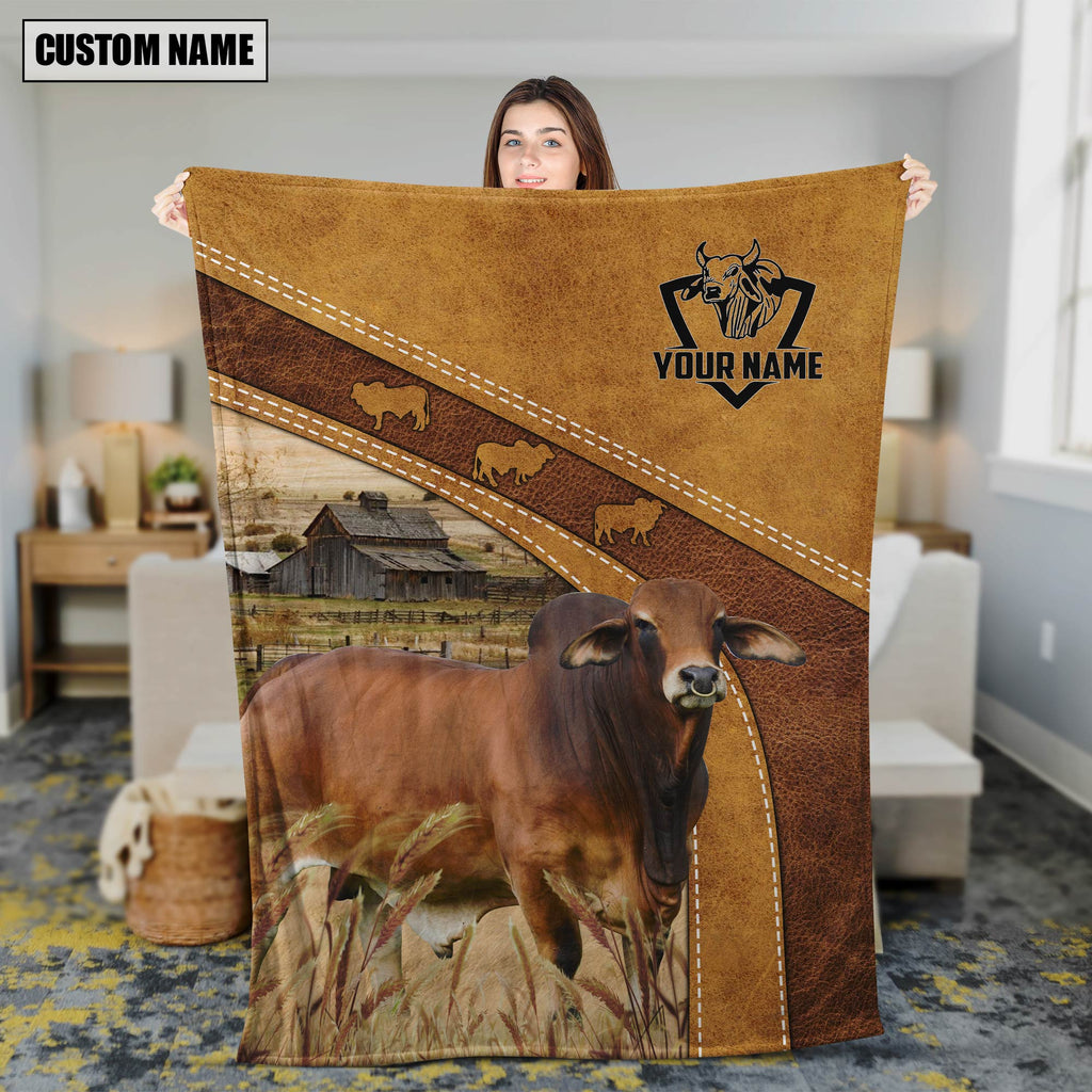 Personalized Name Red Brahman Blanket